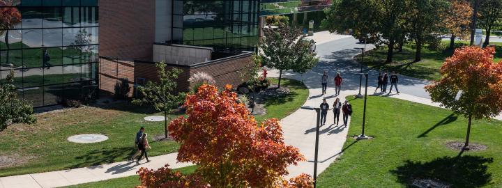 Students walking on campus