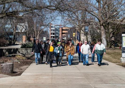 Prospective students and their families on a tour.